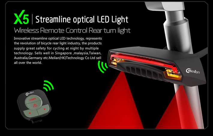 ไฟท้ายเลเซอร์ มีไฟเลี้ยวและไฟทำทาง MEILAN X5 มีรีโมทติดแฮนด์