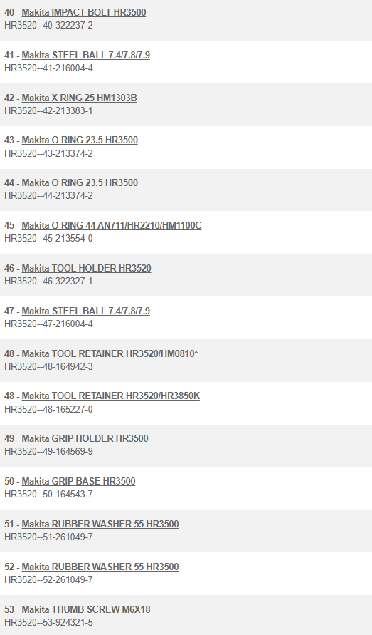 HR3520 สว่านโรตารี่ Makita Spare Parts