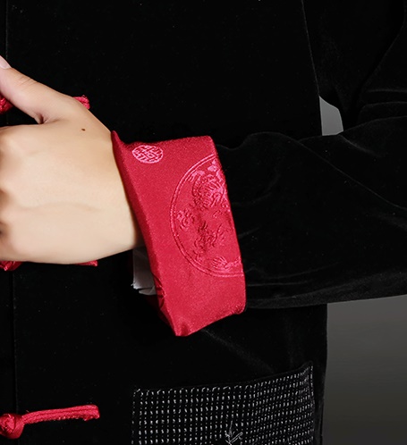 Preorder เสื้อจีนชาย เสื้อคอจีนแขนยาว ใส่ได้2ด้าน กระดุมหน้า ผ้ากำมะหยี่