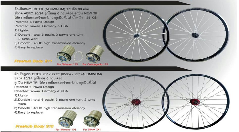 ชุดล้อเสือหมอบ BITEX 700C ALUMINIUM NEW (BEARING) ขอบ 30mm, 20/24H, 2017
