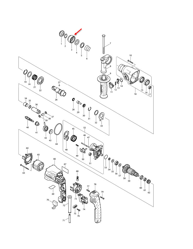 CHUCK COVER สว่านโรตารี่ มากีต้า HR1830, DHR165 [#3] Pn.419220-9 (แท้) ##