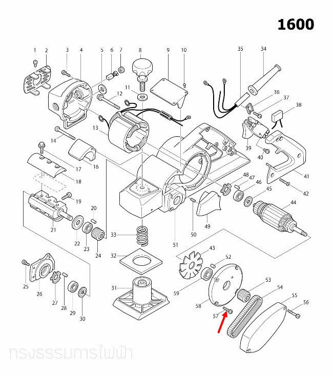 PAN HEAD SCREW M4X20 กบไสไม้ไฟฟ้า Makita มากีต้า 1600 [#57], 9500NB [#1] Pn. 911136-9 (แท้) ##