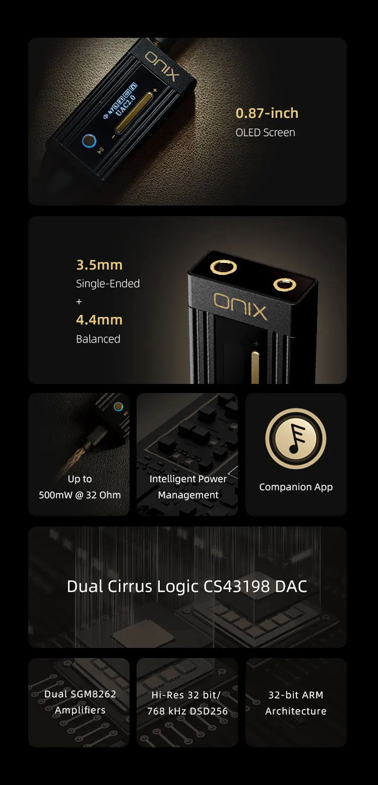 ONIX Alpha XI1 DAC/AMP หางหนูพกพาขนาดเล็ก กำลังขับสูง ชิป CS43198 x2, SGM8262 x2 ประกันศูนย์ไทย