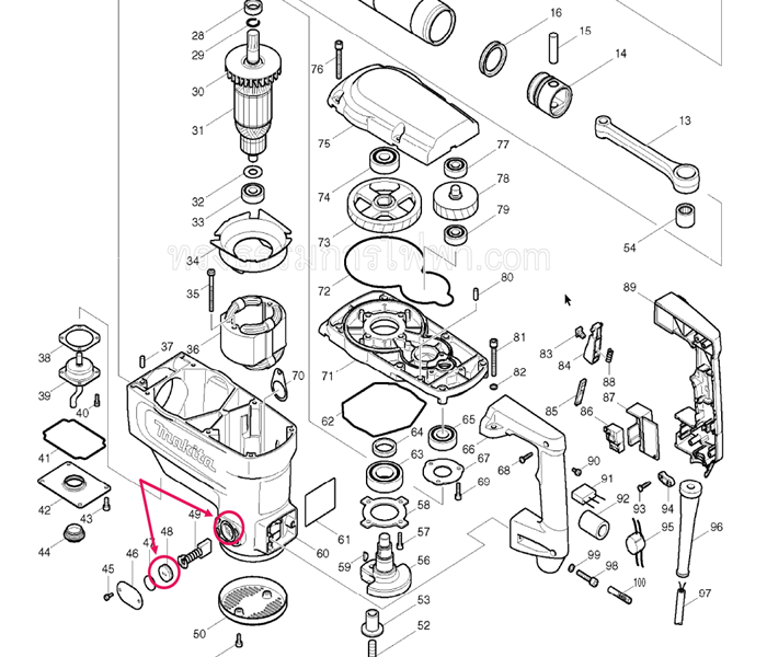 ซองถ่าน สกัดคอนกรีต Makita มากีต้า HM1305, HM1306 (#CB200) #F15-2