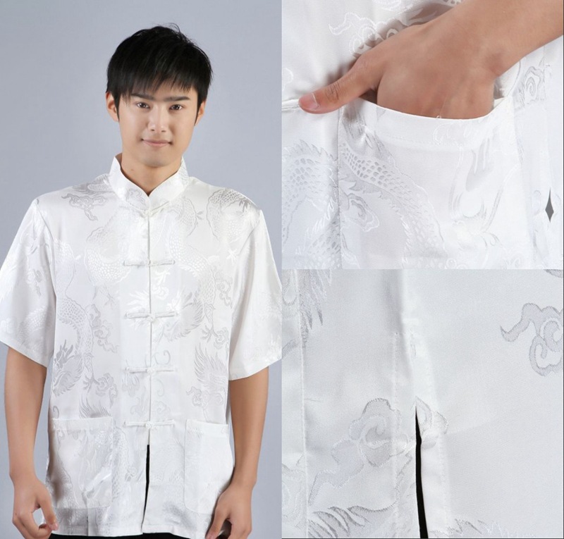 Pre-order ชุดจีน เสื้อจีนชาย แขนสั้น สีขาว