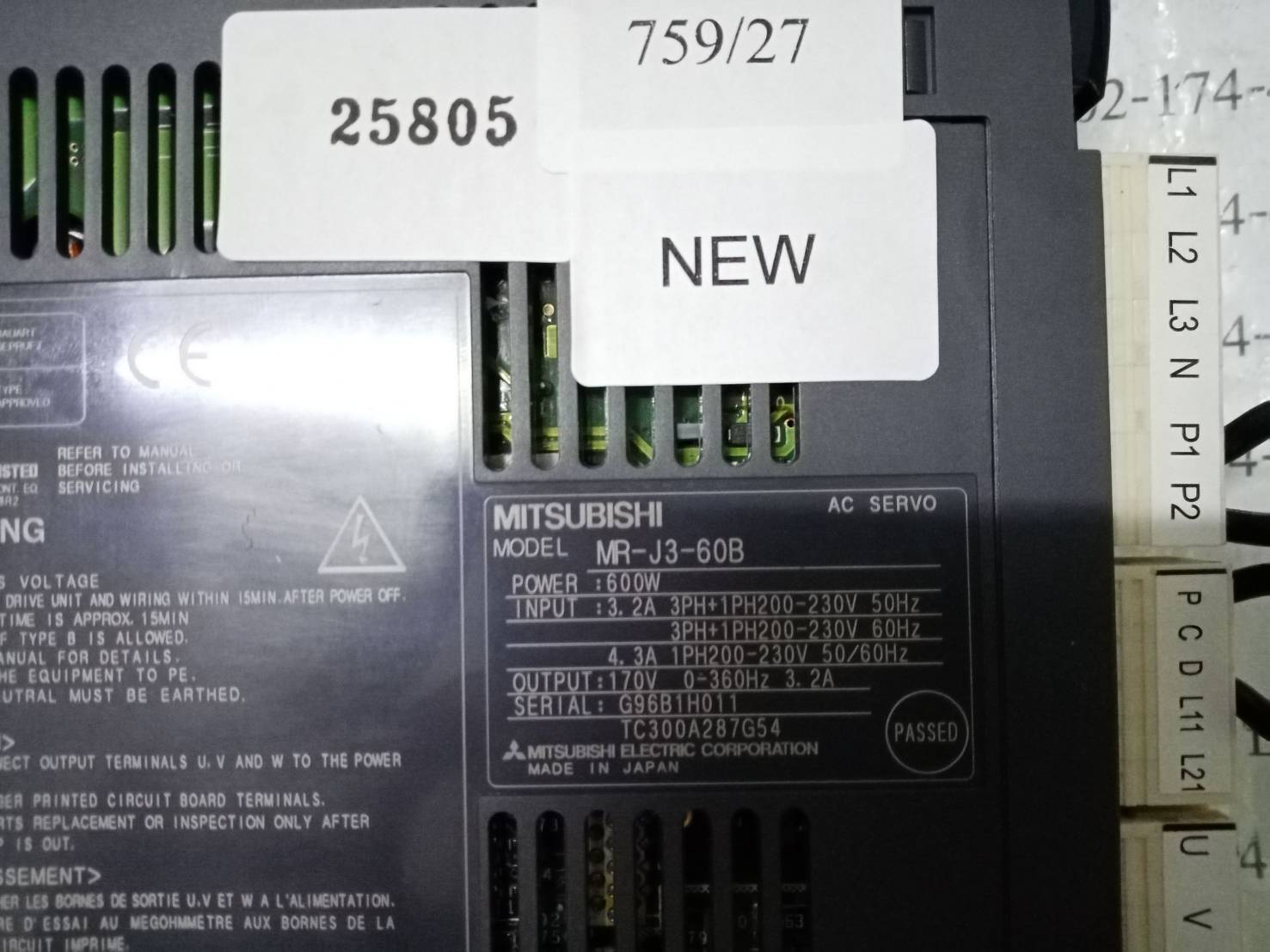 MR-J3-60B SERVO DRIVE " MITSUBISHI "