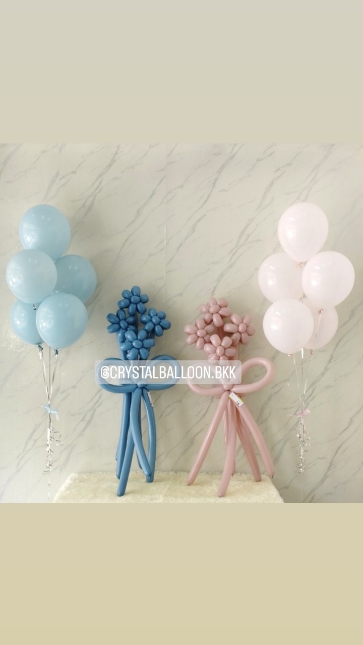 สั่ง Flower Balloon Small Bouquet ช่อ 4 ดอก 2 ช่อ พร้อม ช่อลูกโป่ง ช่อ 5 ลูก 2 ช่อ พร้อมตกแต่ง สามารถเปลี่ยนสีลูกโป่งได้