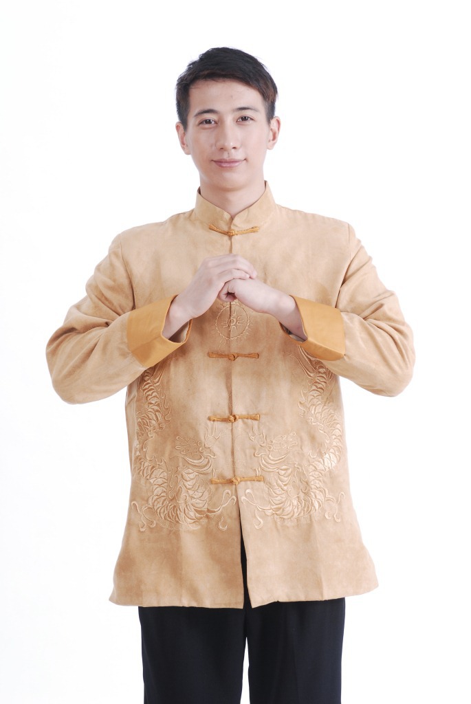 Pre-order ชุดจีน เสื้อจีนชาย แขนยาว สีทอง