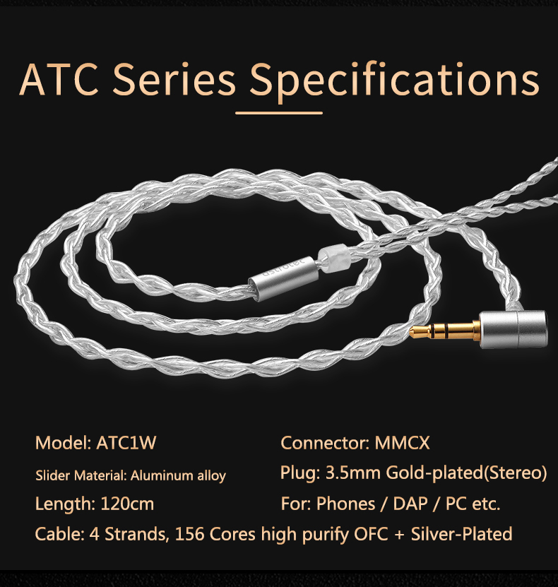 ขาย Astrotec ATC1W สายอัพเกรดหูฟัง OFC 156 แกน ชุบเงิน ขั้ว MMCX