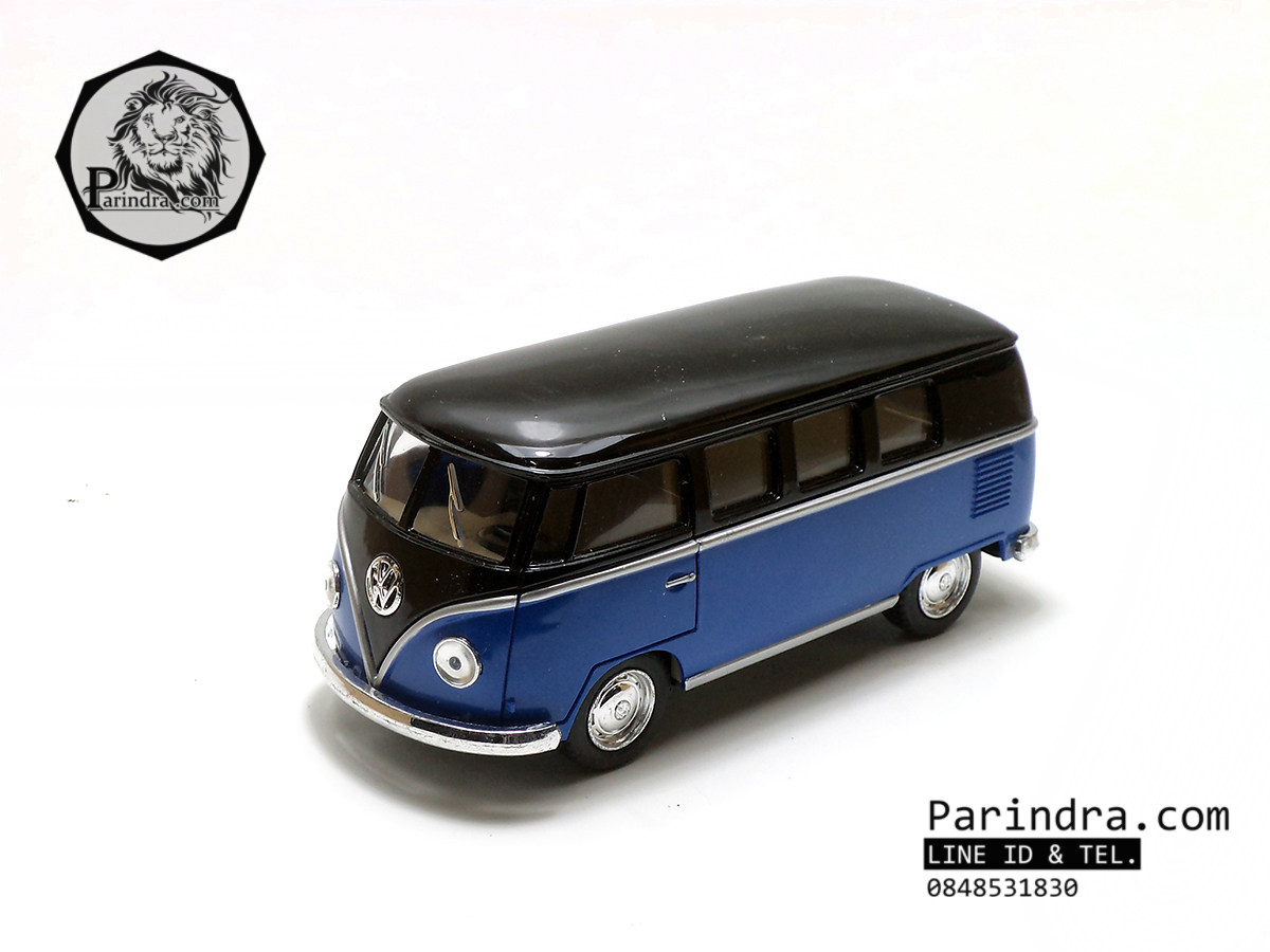 โมเดลรถเหล็ก รถตู้โฟล์ค รถเต่า Volksawagen Classical bus 1962 สีน้ำเงิน