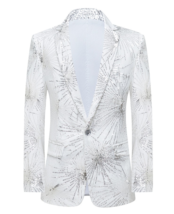 พร้อมเช่า เสื้อสูทชาย สีขาว แต่งเลื่อม