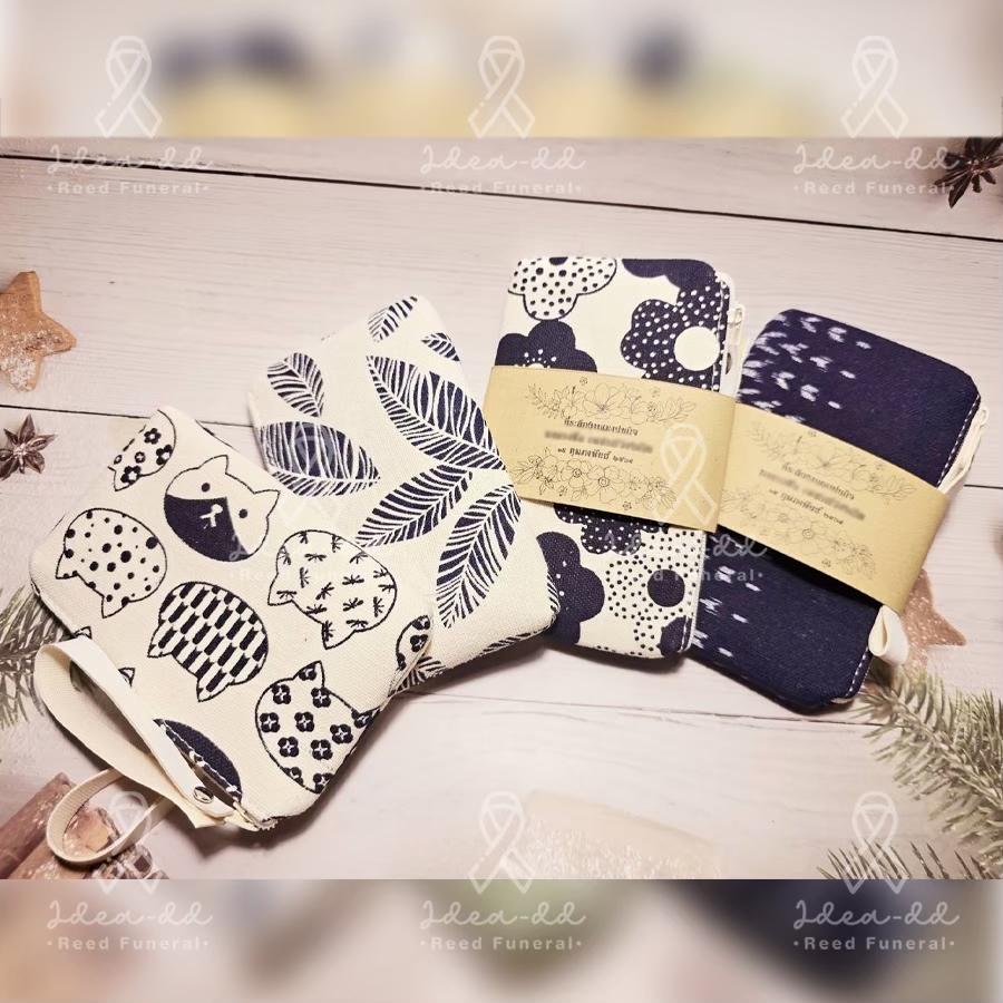 ของชำร่วยงานศพ กระเป๋าใส่เหรียญผ้าพิมพ์ลาย