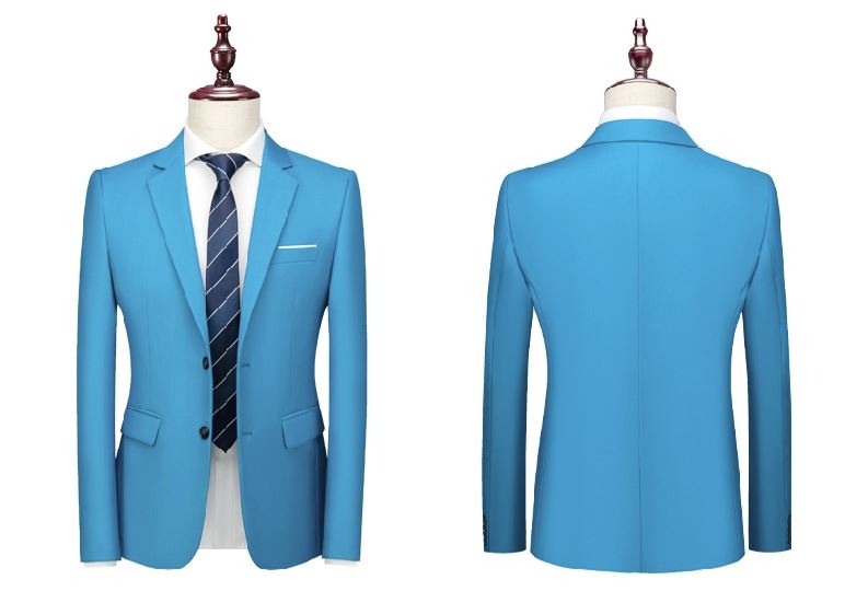 Pre-order เสื้อสูทชาย สีฟ้า ทรงสลิม สไตล์เกาหลี