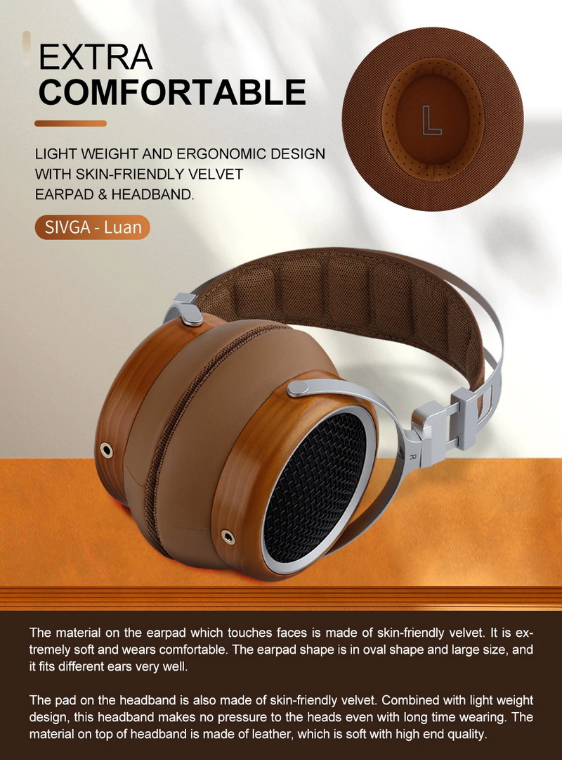 Sivga Luan หูฟัง Headphone ไดรเวอร์ไดนามิก ไดอะแฟรมชุบนิกเกิล ไม้แบบเปิดด้านหลัง ประกันศูนย์ไทย