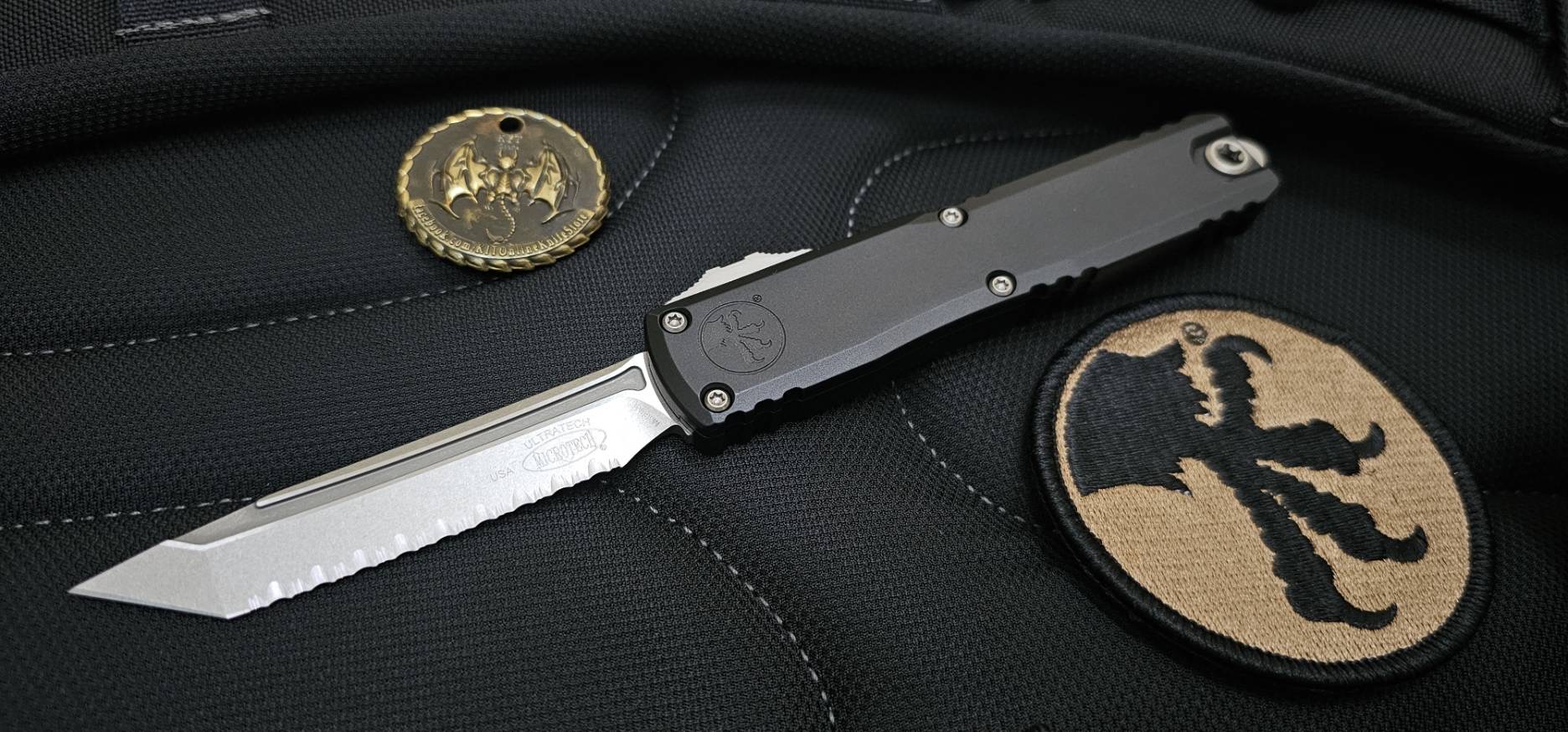 Microtech Ultratech ZBP T/E - Black Handle - Stonewashed Blade