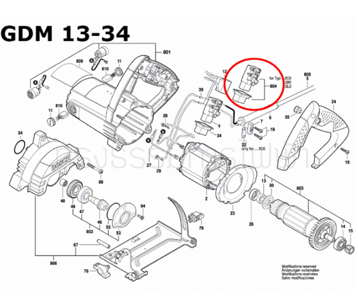 สวิทช์ เครื่องตัดหินอ่อน Bosch บอช GDM 13-34 Pn.1619P09074 (แท้-สั่ง)