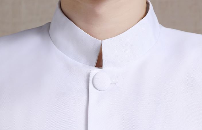 พร้อมเช่า ชุดสูทจีนชาย สีขาวล้วน คอปีน แขนยาว สไตล์จีน