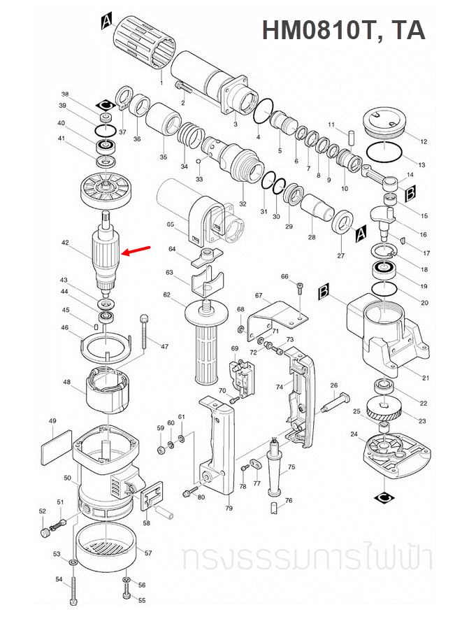 ทุ่น เครื่องสกัด Makita มากีต้า รุ่น HM0810, HM0810T, TA (แท้) ## (*)