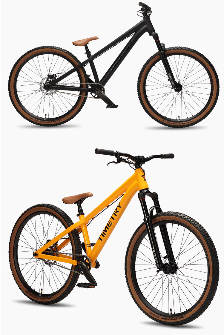 จักรยาน dirt jump TIMETRY 26” ระบบซิงเกิลสปีด – อลูมิเนียม โช้คออยล์ 120 มม. | สีดำ เหลือง ขาว | สั่งล่วงหน้า 15–35 วัน