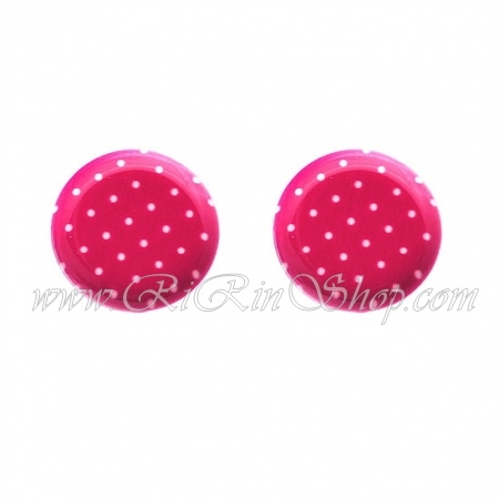 Aznavour ต่างหู ตุ้มหู เซลลูโลสลายจุดน่ารัก ( Hot pink )