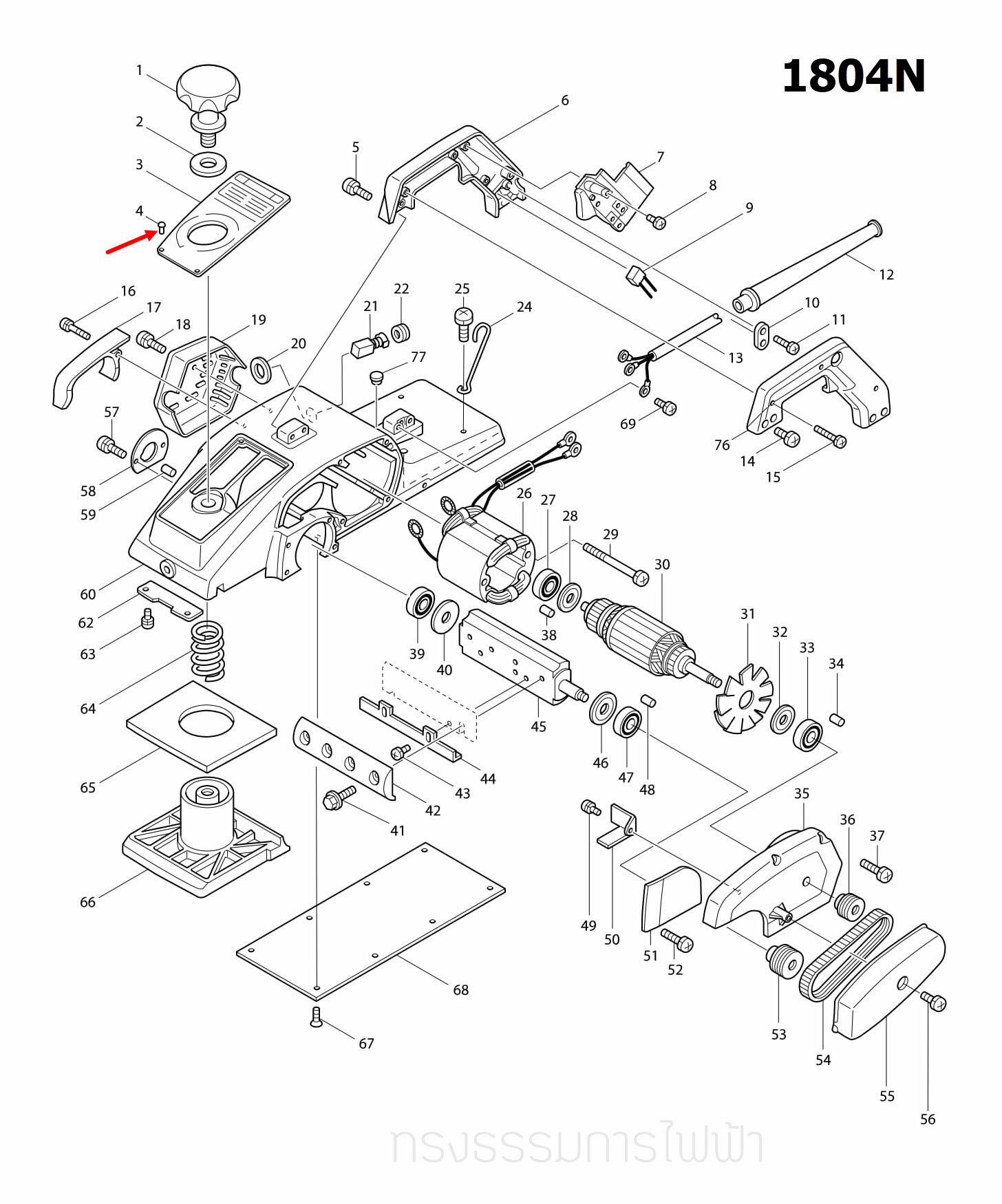 RIVET 0.5 Makita มากีต้า HM1201, 1100, 1600, 1804N, 1805N, 2414, 5103N, 5201N, 5401N, 5700, 5900B, 6401, 9401 Pn.953106-2 (แท้) ##