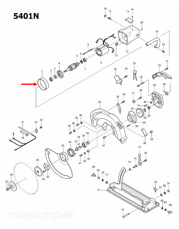 แผ่นบังคอยล์ เลื่อยวงเดือน Makita 5103N [#19], 5201N [#17], 5401N [#1] Pn.343119-5 (แท้) ##