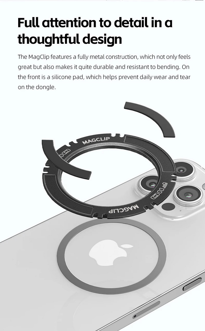 FiiO MagClip ชุดแม่เหล็กช่วยยึดหางหนู ออกแบบมาเป็นพิเศษสำหรับ iPhone ที่มีฟังก์ชัน MagSafe