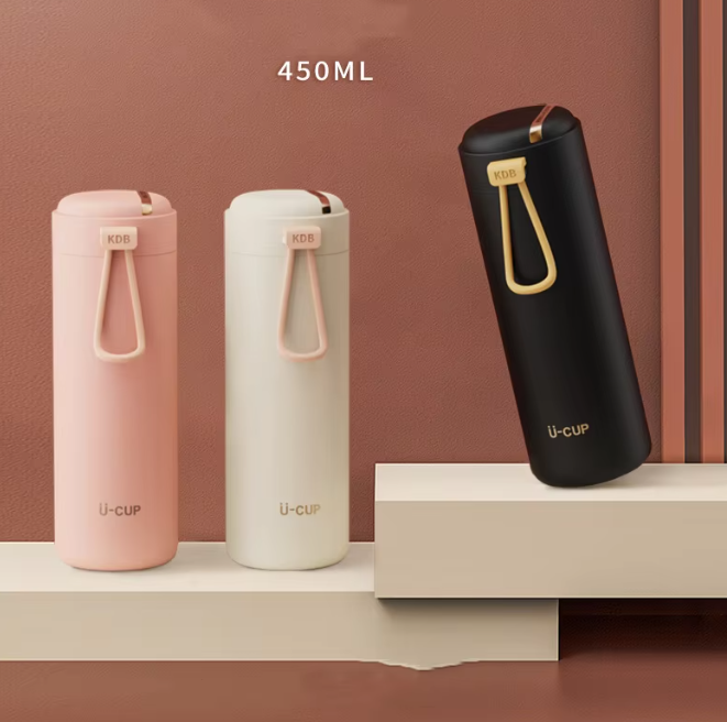 กระบอกสแตนเลส X&W U-Cup รุ่น U-1368 ฝาเกลียวหูหิ้วซิลิโคน 450 ml
