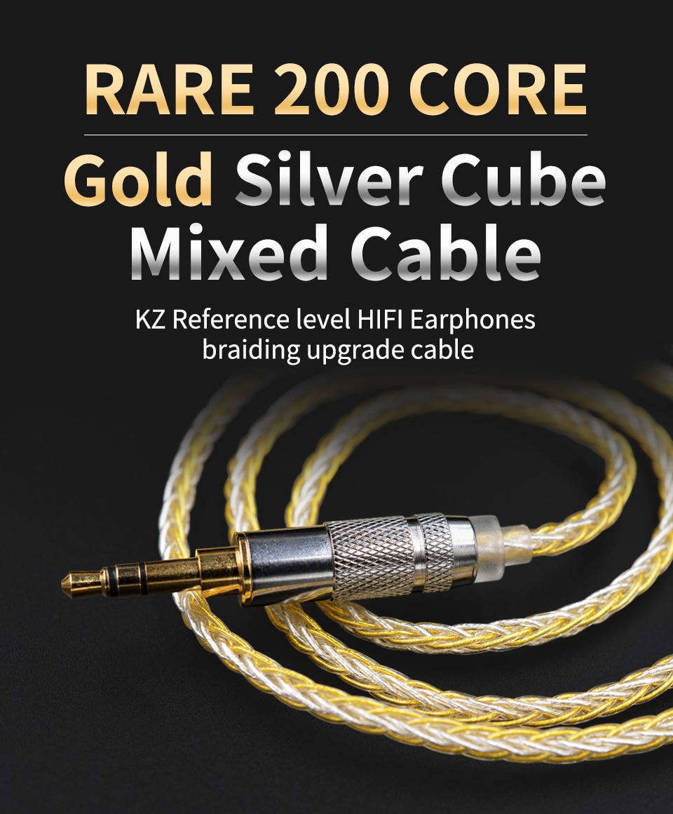 ขายสาย KZ Goldsilver cable สายถักชุบเงิน+ทอง 200 แกนรุ่นใหม่ล่าสุด