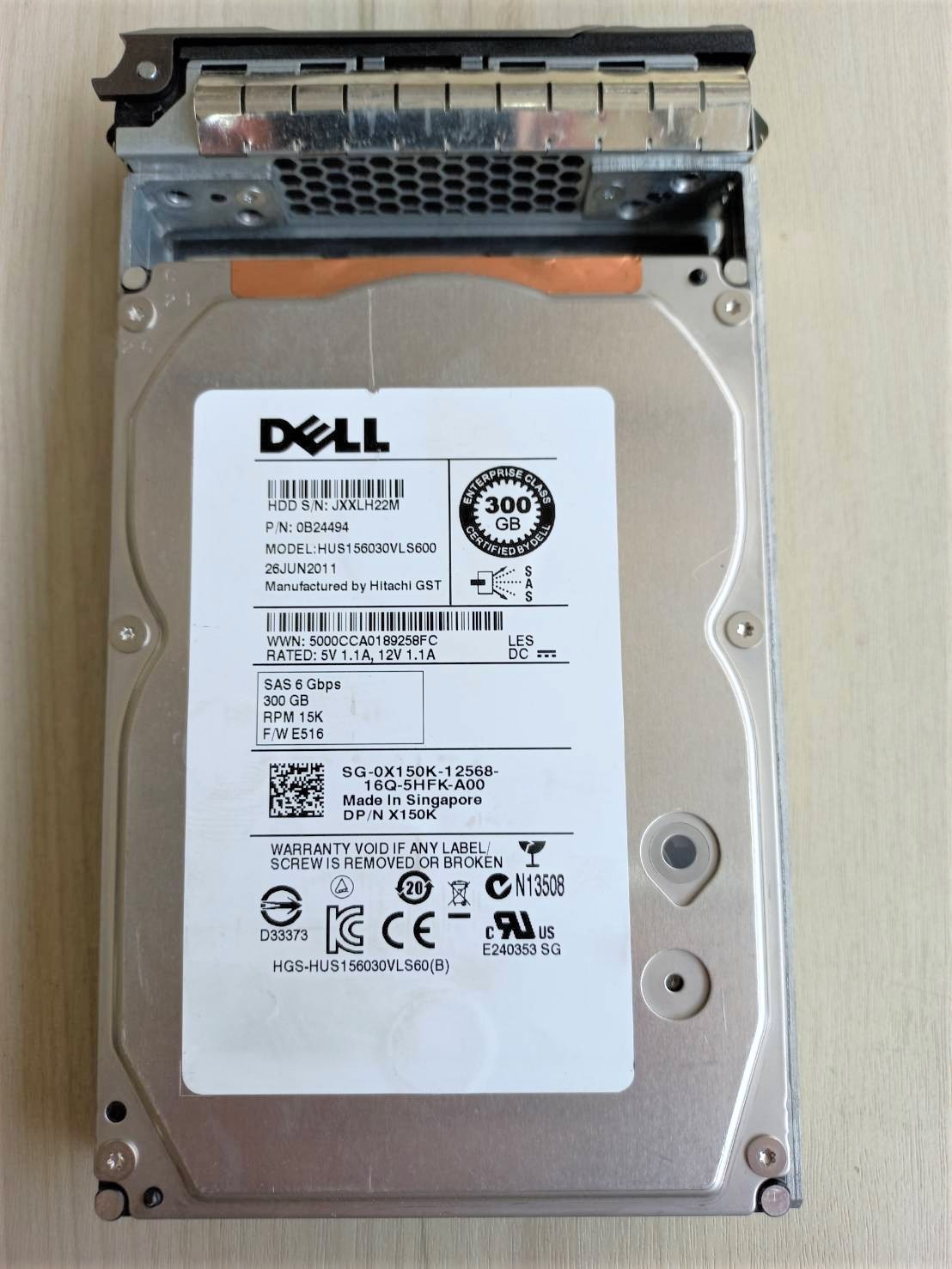 0B24494 X150 K Dell 3.5 de 300 GB 15 K SAS de 6 GBs HS Disco Duro.