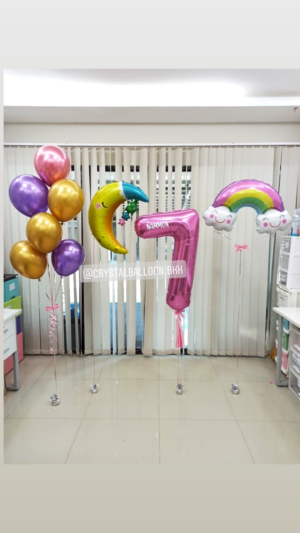 ลูกโป่ง วันเกิดเด็ก Theme พระจันทร์+สายรุ้ง พร้อม ช่อลูกโป่งโครเมี่ยม 1 ช่อ,ฟอยล์ตัวเลข ขนาด 40" 1 ตัว พร้อมตกเเต่ง สามารถเปลี่ยนสีลูกโป่ง/เปลี่ยนสี-ตัวเลข/เปลี่ยนฟอยล์ตกแต่งได้