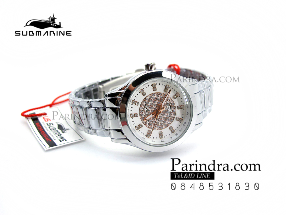 นาฬิกา U.S. submarine รุ่น J075L หน้าปัดคริตตัลสีขาวลาย Pink Gold