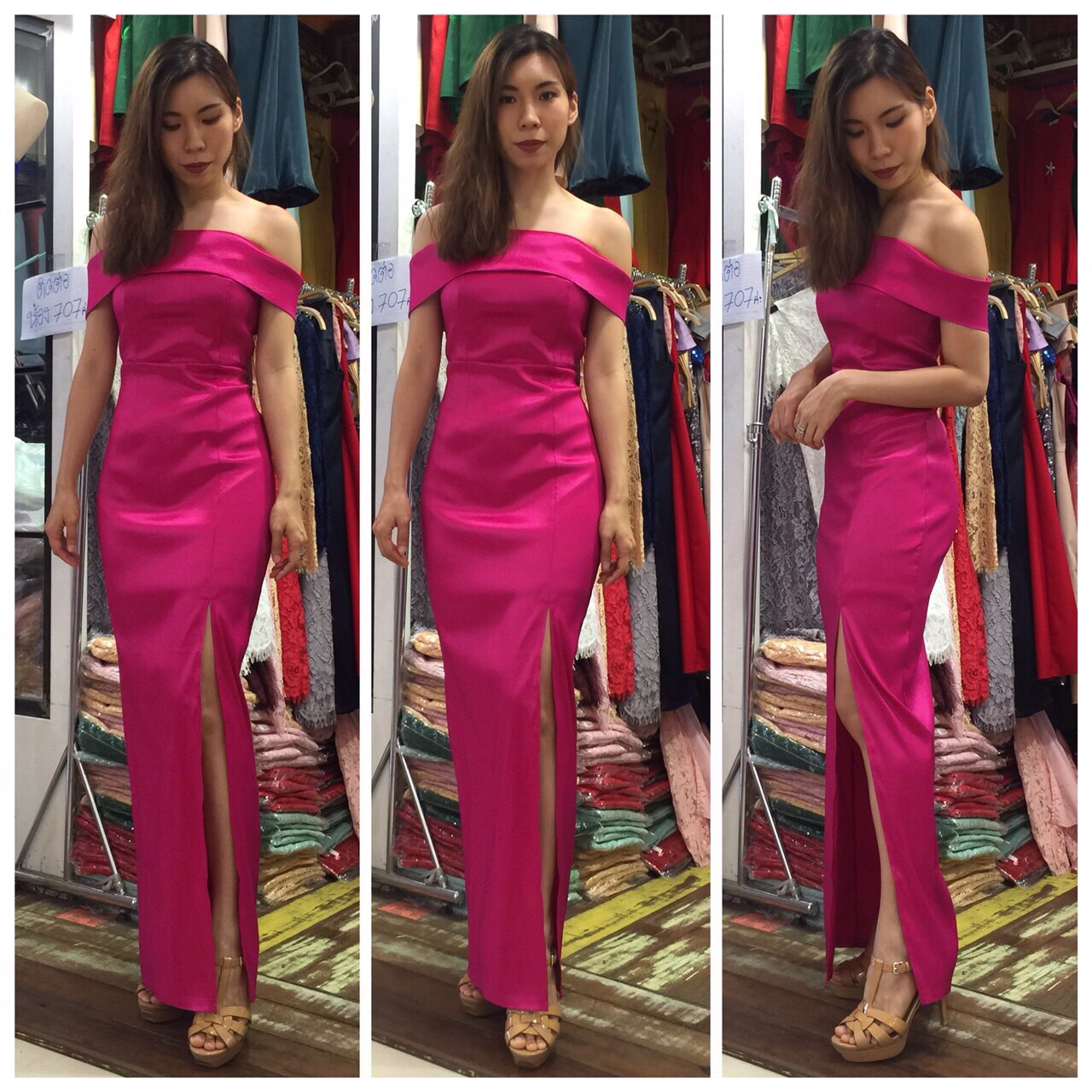 ชุดเพื่อนเจ้าสาว ชุดราตรียาว Rose - Off -shoulder top & sheath skirt