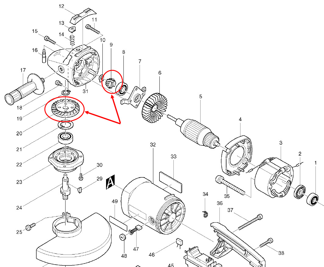 เฟือง หินเจียร Makita 9027, 9029, 9037, 9039 (ใช้Specเดียวกัน)