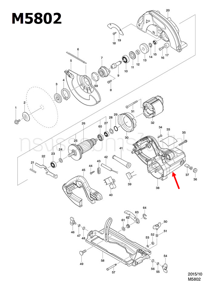 เสื้อฟิลคอยล์ เลื่อยวงเดือน Makita มากีต้า รุ่น M5802 [#38] Pn.143586-2 (แท้) ##