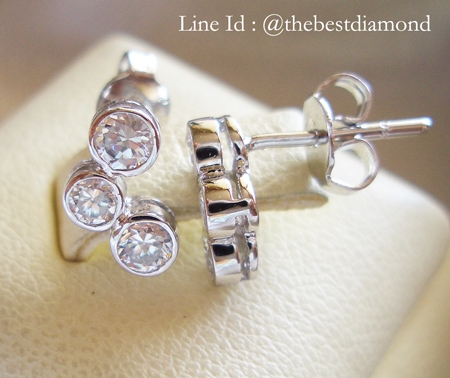 BE030RD ต่างหูน่ารักๆๆ ดีไซน์วงกลม 3 วง ไล่ลงมา สวย เรียบ หรู ดูดี เพชรCZ ฝังหุ้ม