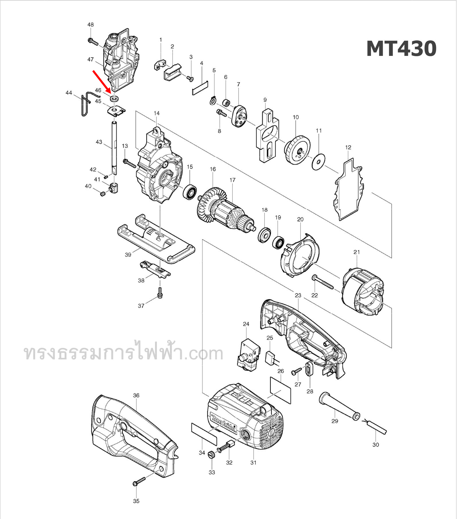 POLYURETHANE-SPONGE-SEAL จิ๊กซอว์ Maktec, Makita MT430, M4302, M4302B [#46] Pn.424175-5 (แท้) ##