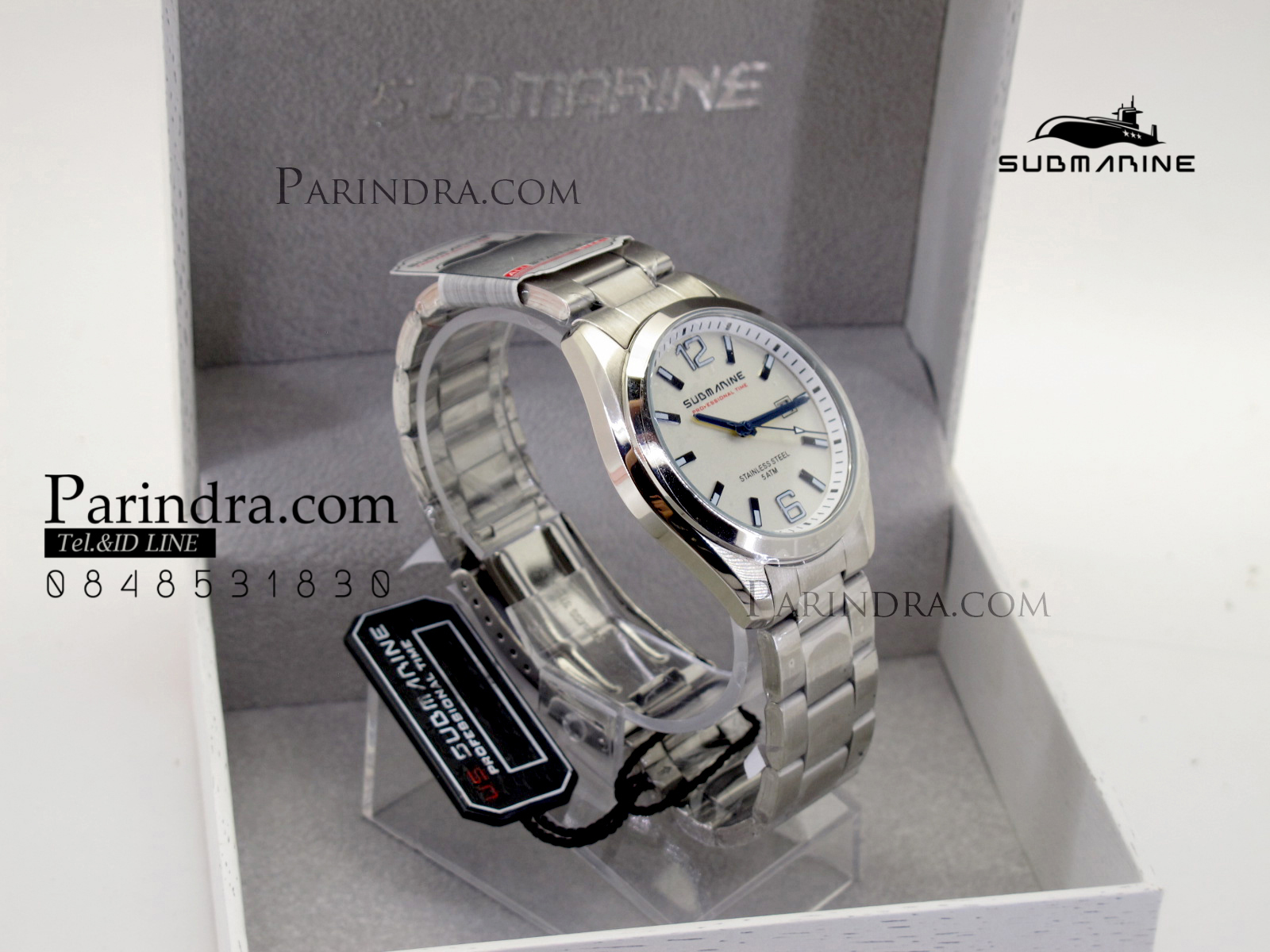นาฬิกา US submarine Professional Time แสตนเลนแท้เกรดดี รุ่น SUB039 หน้าปัดขาว ขีดสีน้ำเงินเข้ม