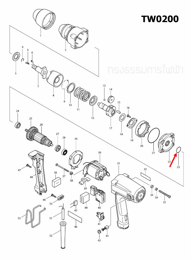 โอริง บล็อคไฟฟ้า Makita มากีต้า TW0200 [#23] Pn.213373-4 (แท้) ##