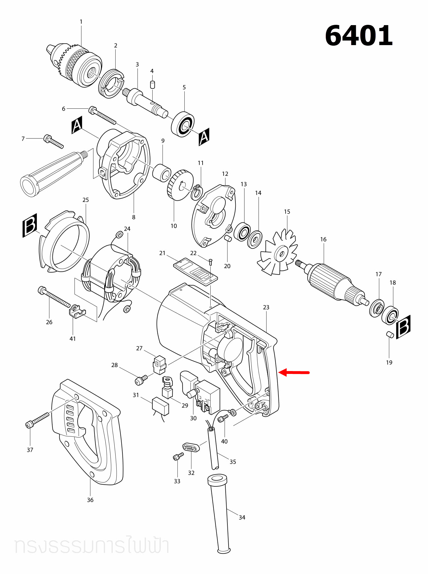 เสื้อฟิลคอยล์ สว่าน Makita มากีต้า 6301, 6401 [#23] Pn.159234-3 (แท้) ##