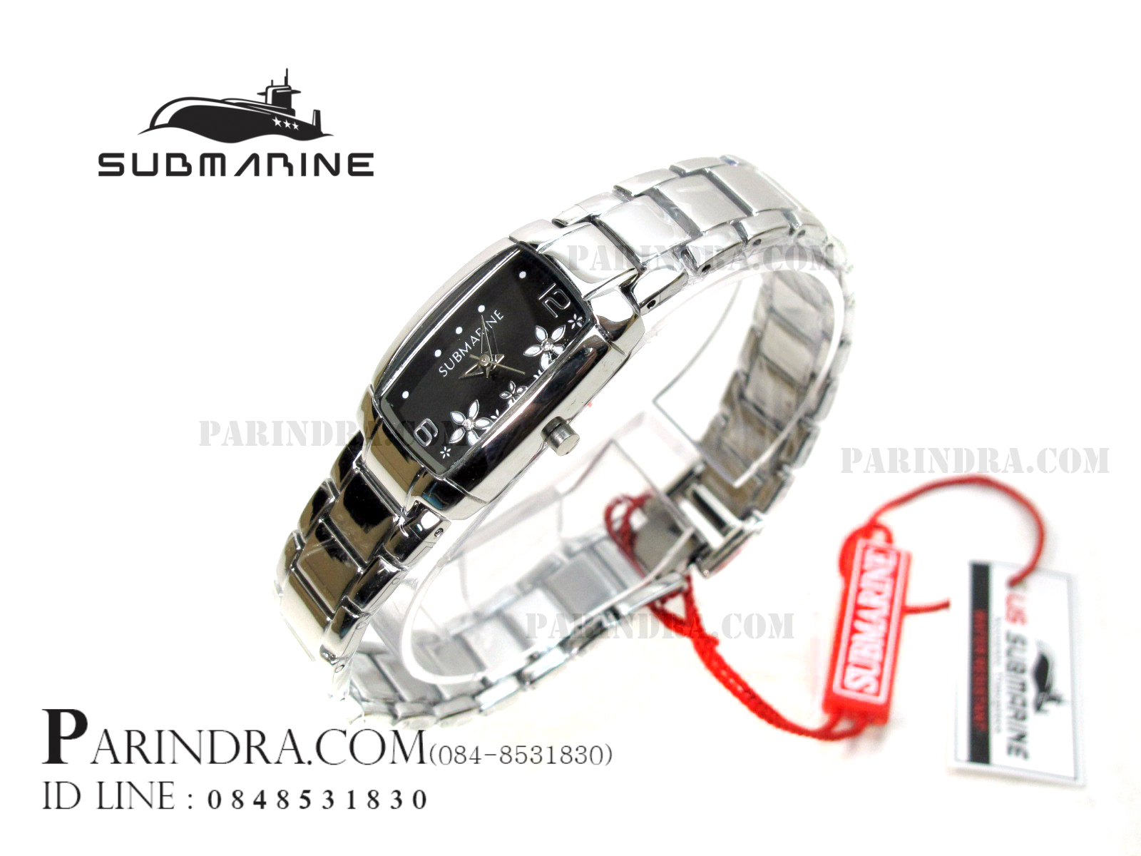 นาฬิกา U.S. submarine รุ่น J043L ลายดอกไม้ ทรงรี หน้าปัดสีดำ
