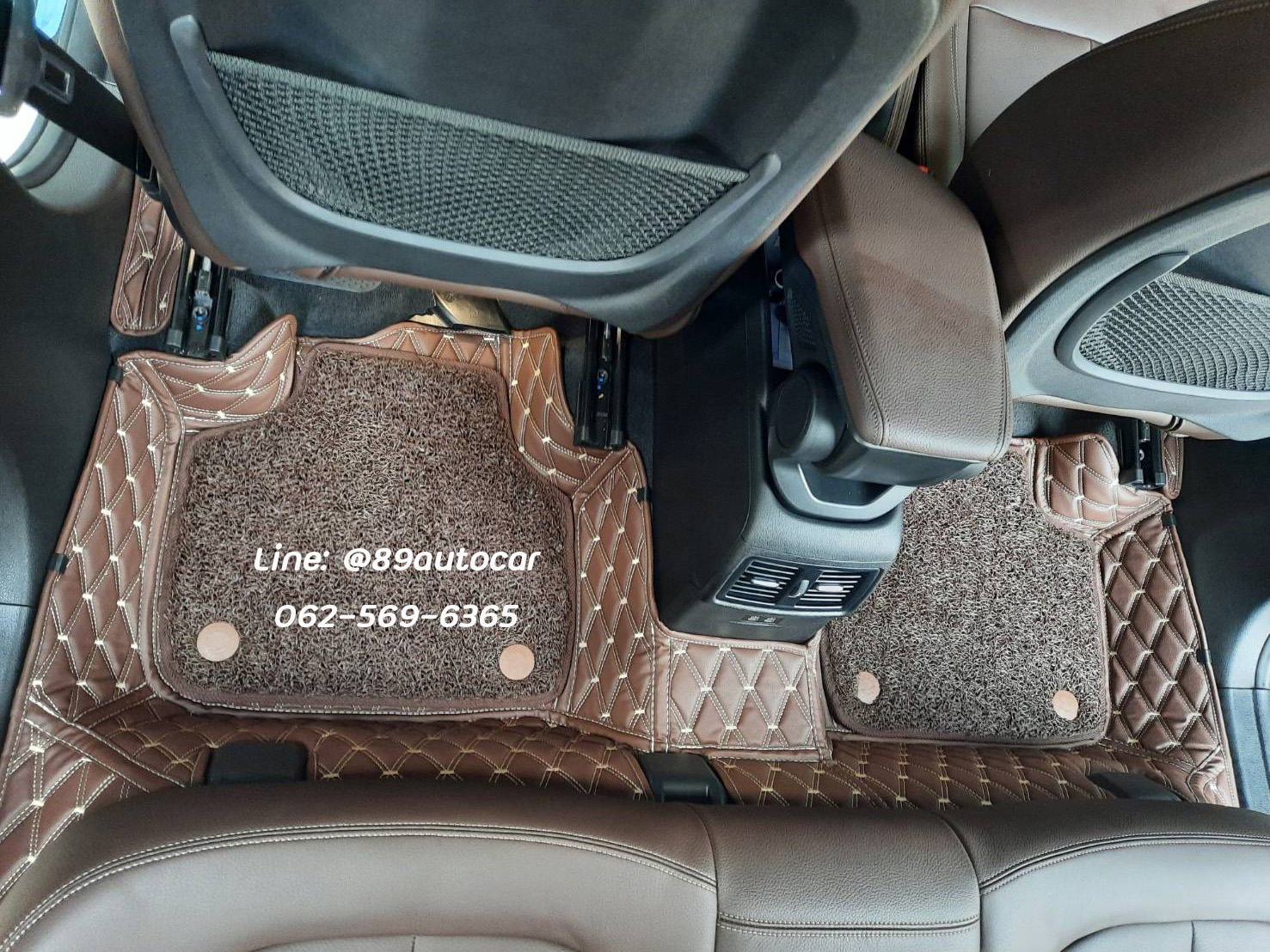 BMW X1 2020 ปูพรมVVIPด้ายคู่ สีกาแฟ + ไวนิลดักฝุ่นสีน้ำตาล
