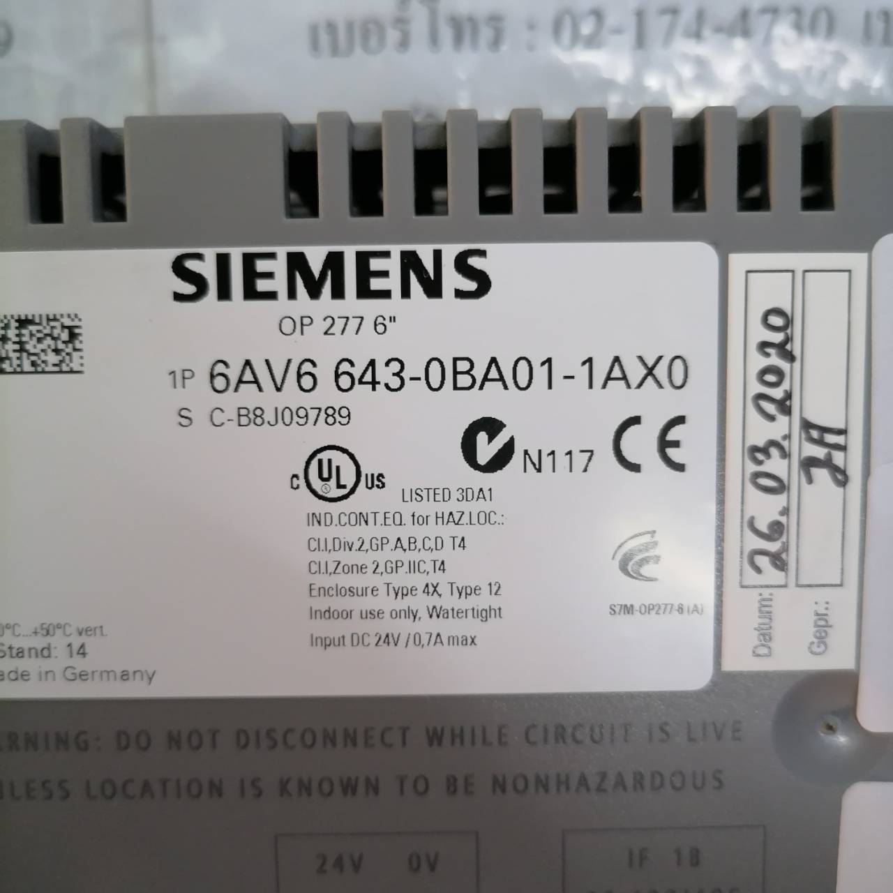 6AV6 643-0BA01-1AX0 HMI " SIEMENS "