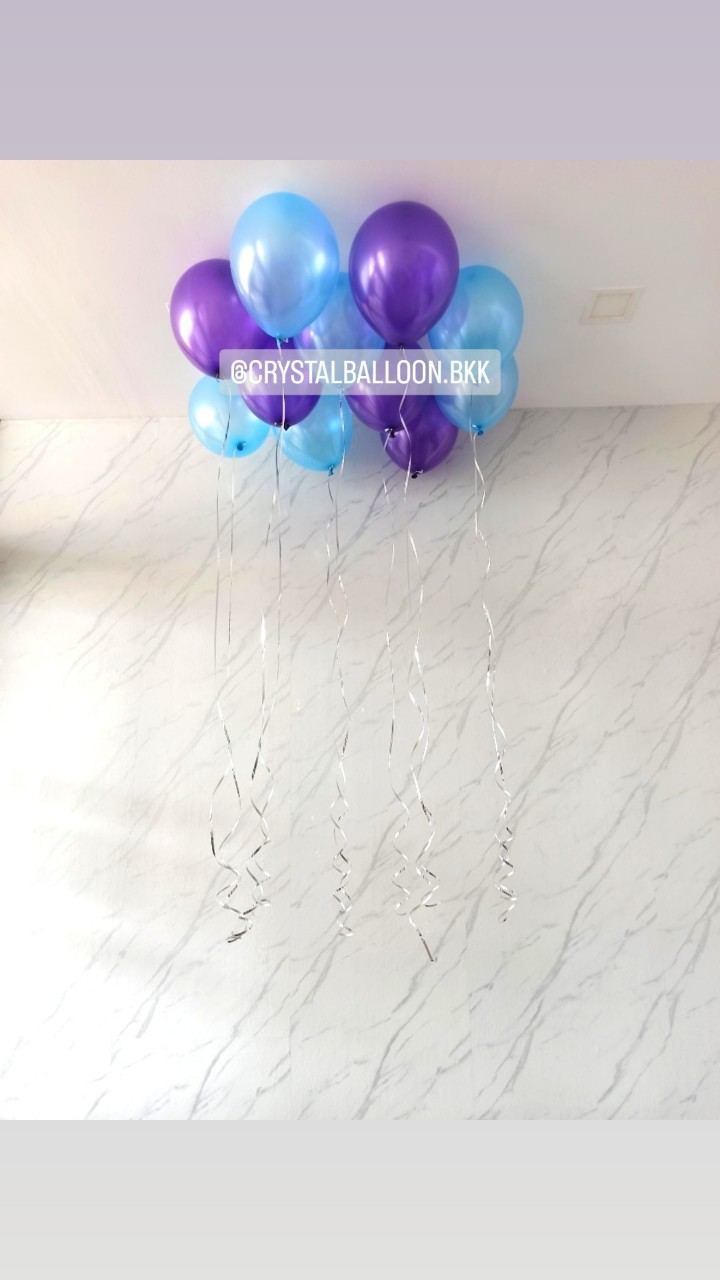 ลูกโป่ง วันเกิดเด็ก ลูกโป่งลอยฝ้า 11 ลูก Theme สีม่วง-ฟ้า พร้อมตกแต่ง สามารถเปลี่ยนสีลูกโป่งได้