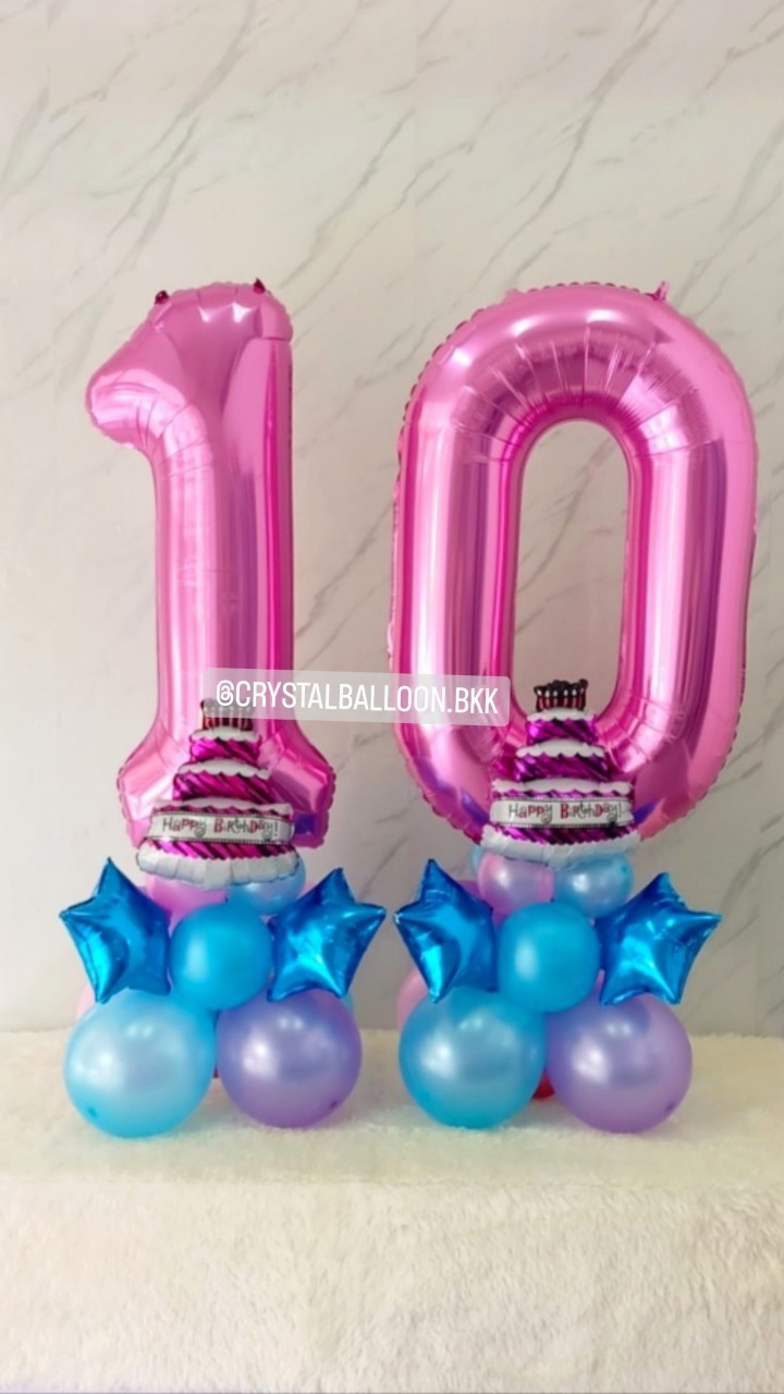 ลูกโป่ง วันเกิดเด็ก ฟอยล์ตัวเลข ขนาด 40" ตั้งฐาน 2 ชิ้น พร้อมตกเเต่ง สามารถเปลี่ยนสีลูกโป่ง/เปลี่ยนสี-ฟอยล์ตัวเลข/เปลี่ยนฟอยล์ตกเเต่งได้