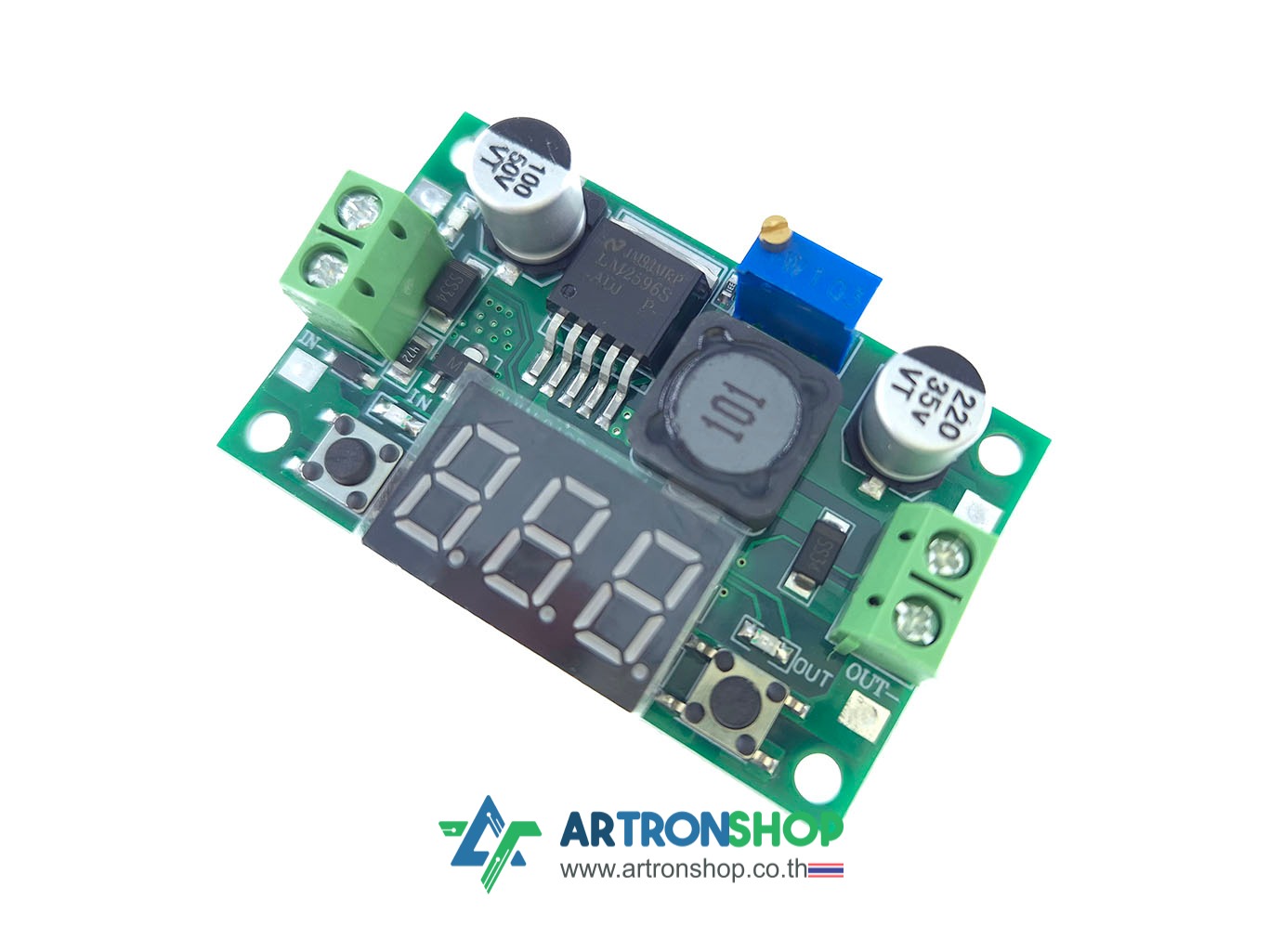 โมดูลลดแรงดัน พร้อมหน้าจอแสดงผล LM2596 DC-DC Step Down Power Module
