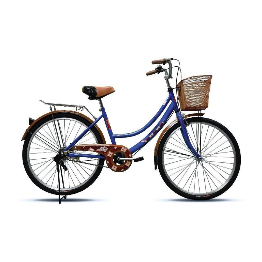 MEADOW housewife's bicycle, model CITY VINTAGE MIT, 26-inch wheels, with vintage basket, no gears.