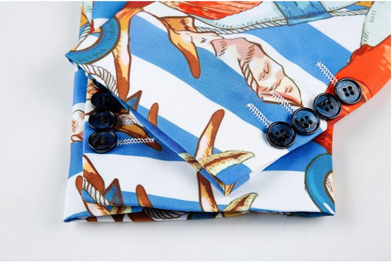 Pre-order เสื้อสูทชายแฟชั่น ลายกราฟฟิก สีสดใส ** เฉพาะเสื้อ**