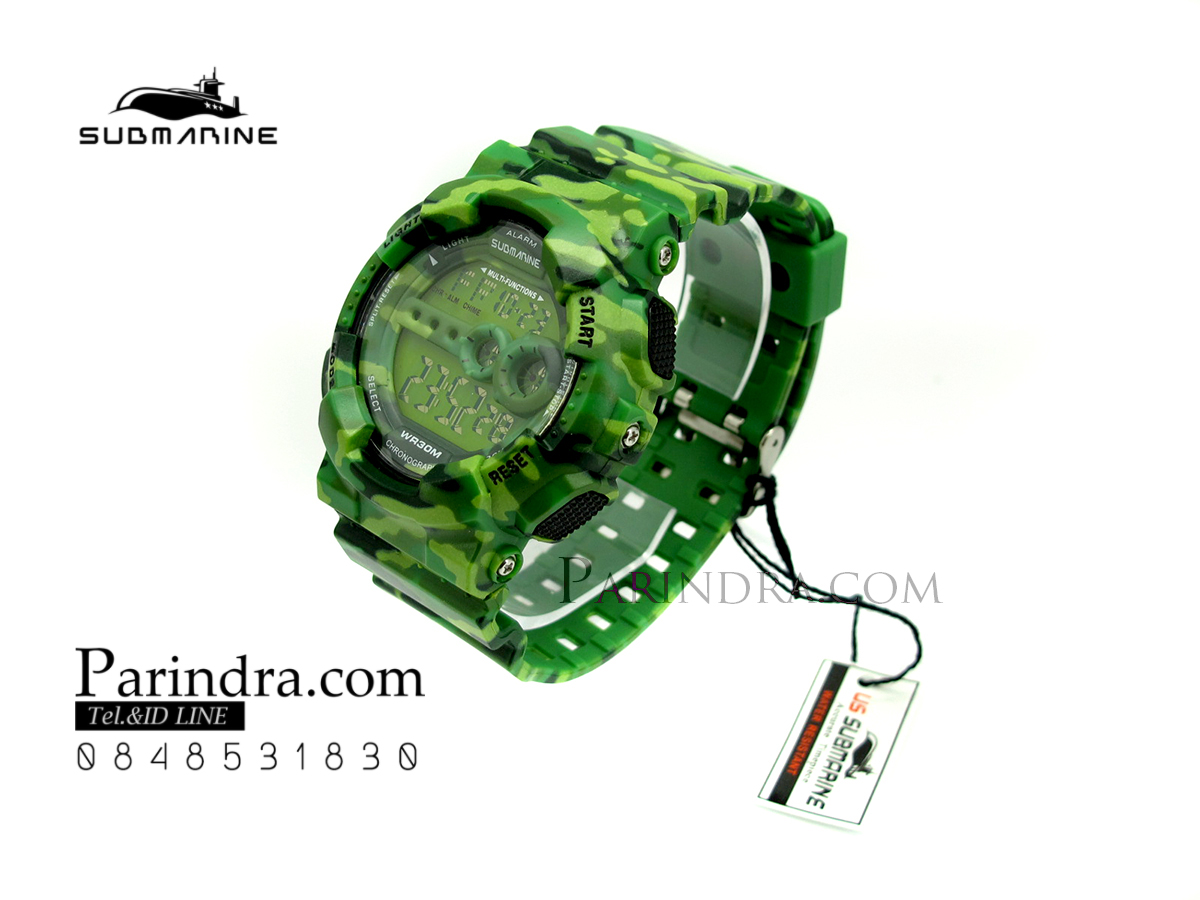 นาฬิกา US submarine รุ่น TP1340M (Military) สีลายพรางทหารสีเขียว หน้าปัดพื้นเขียว