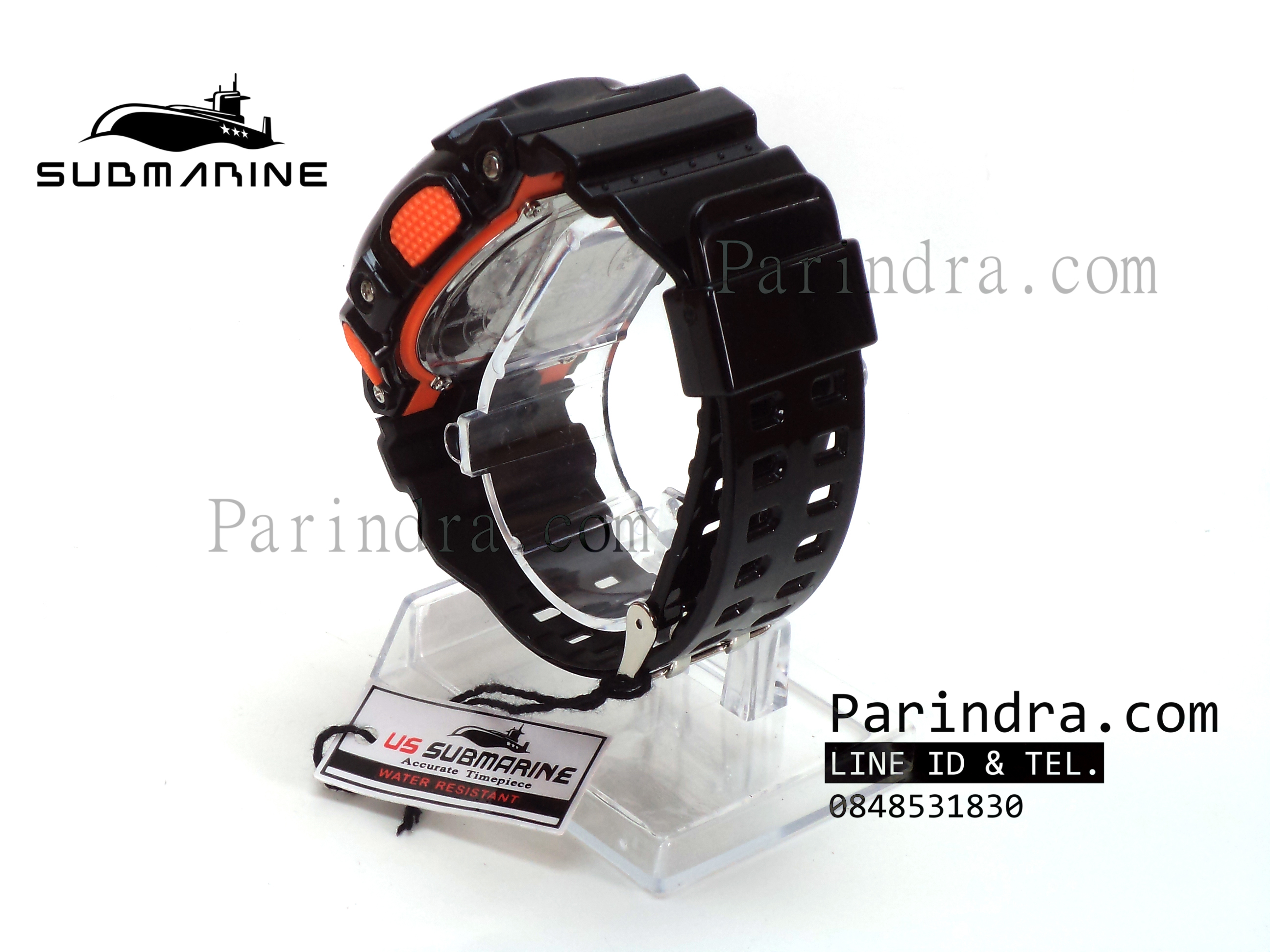 นาฬิกา US submarine รุ่น TP1282M สีดำ-หน้าปัดส้ม พื้นเทา